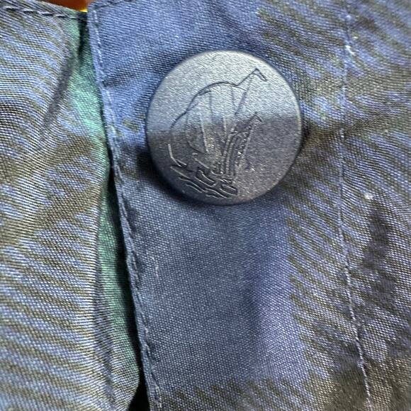 Nautica Vintage 90s Windbreaker Jacket Mens L Blue Green Tartan Hooded Raincoat‎ - Picture 8 of 11